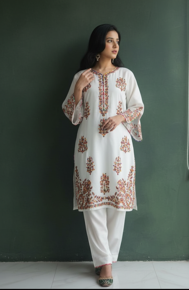White Embroidered Chiffon 2-Piece , Elegance Woven in Every Thread