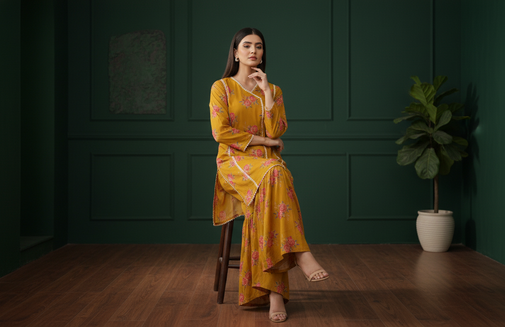 Mustard Winter Cotton 2-Piece , Warm Style, Effortless Charm