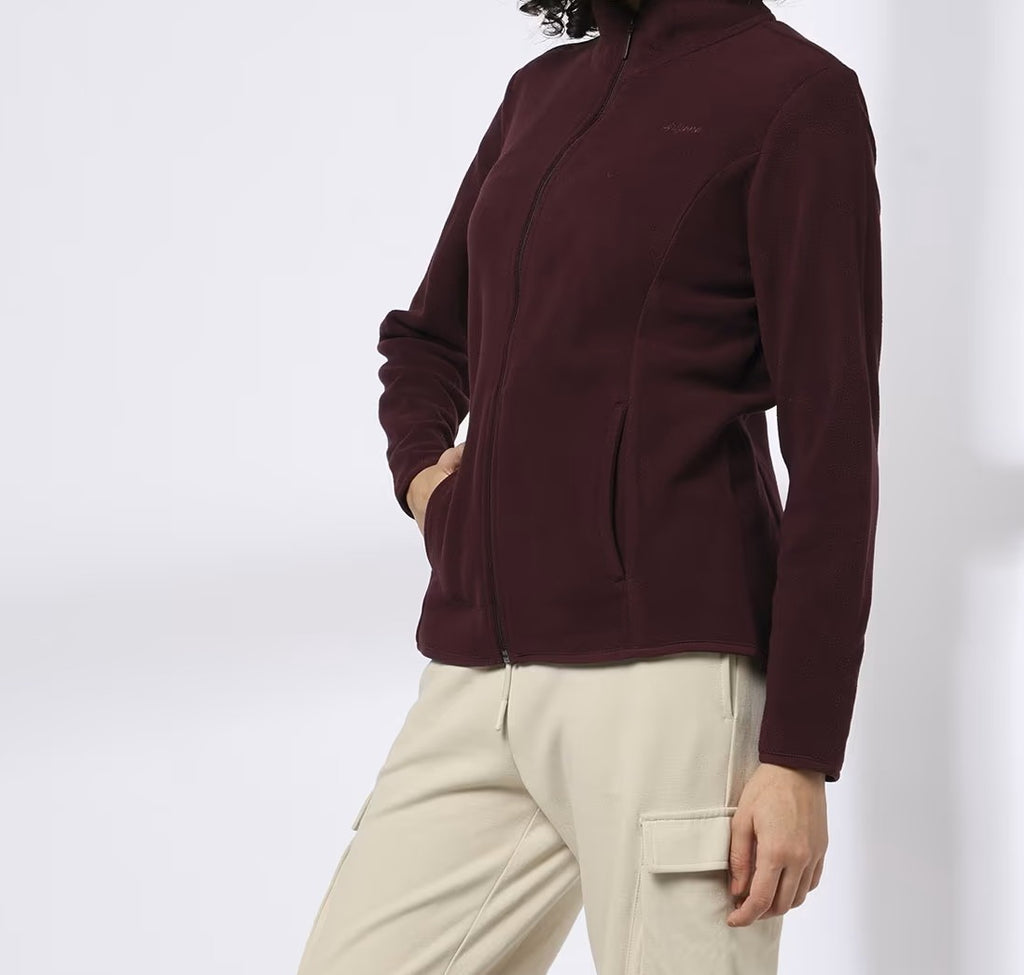 Women Regular Fit Jacket Maroon