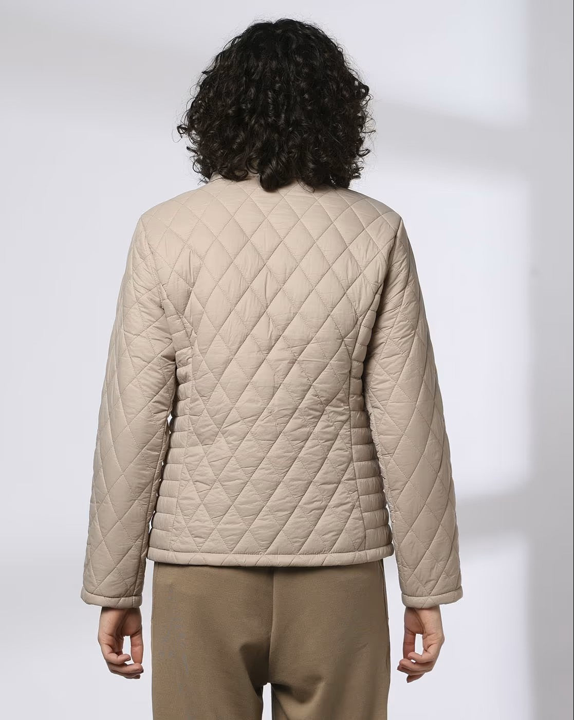Women Quilted Puffer Jacket Beige