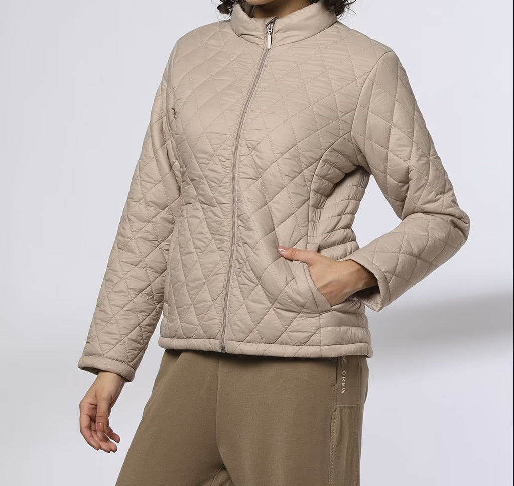 Women Quilted Puffer Jacket Beige
