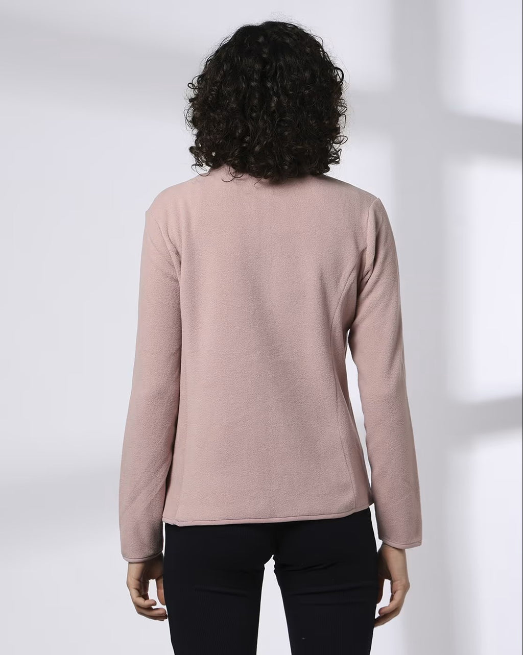Women Regular Fit Jacket Light Pink Polyester Fleece