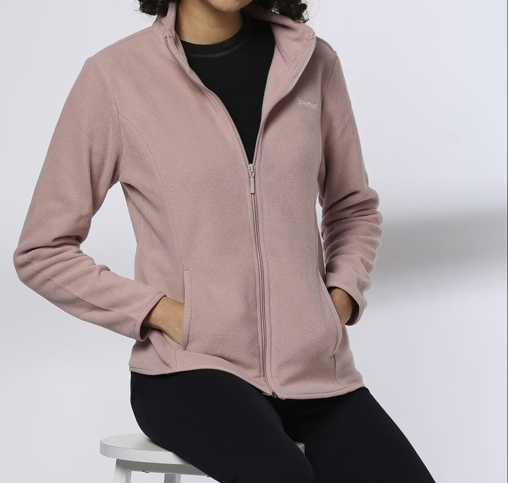 Women Regular Fit Jacket Light Pink Polyester Fleece