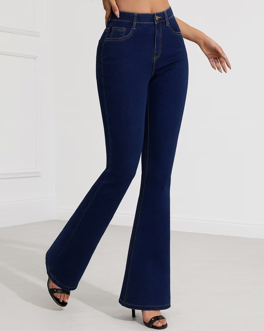 Women High Rise Bootcut Jeans Navy Blue