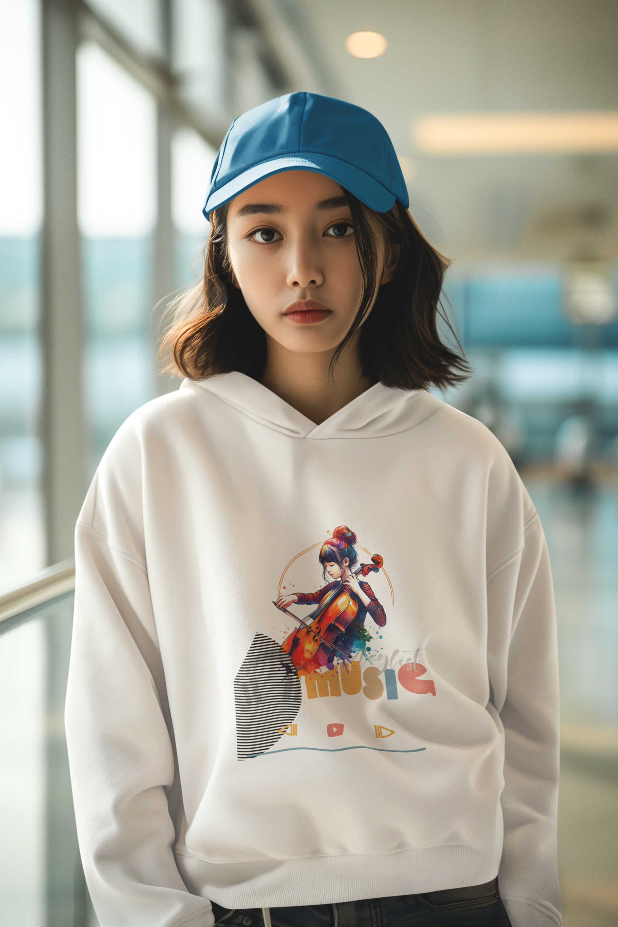 White Music Hoodie , Live the Beat, Feel the Rhythm